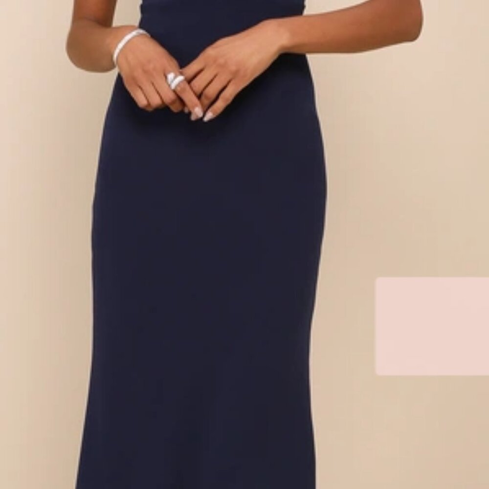 Lulu's Navy Blue Prom Dress - Picture 2 of 9